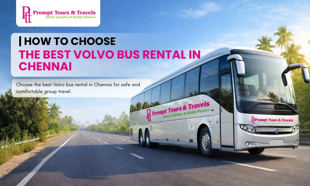 Luxury Volvo bus rental in Chennai for comfortable group travel and outstation trips.